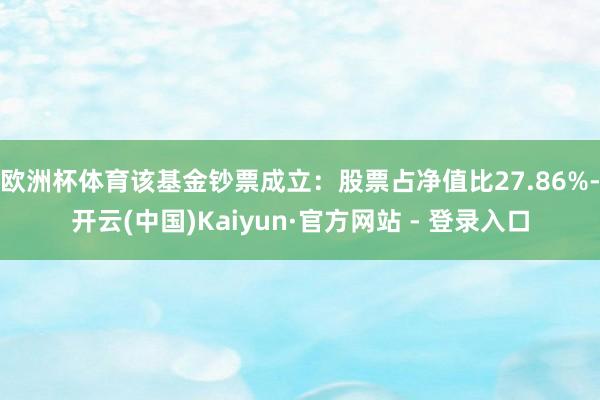 欧洲杯体育该基金钞票成立：股票占净值比27.86%-开云(中国)Kaiyun·官方网站 - 登录入口