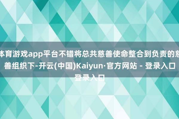 体育游戏app平台不错将总共慈善使命整合到负责的慈善组织下-开云(中国)Kaiyun·官方网站 - 登录入口